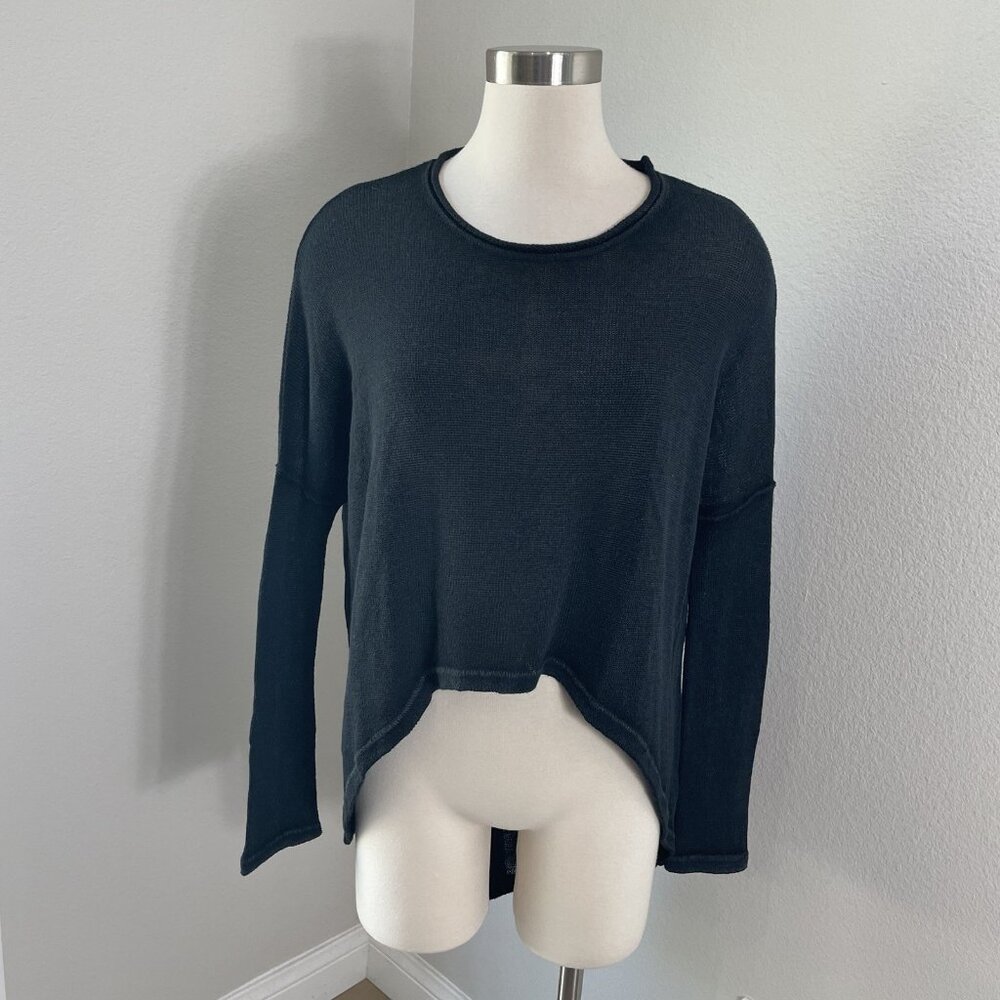 We The Free Long Sleeve Shirt Womens Size XS Hi Low Black Knit Top Shirt